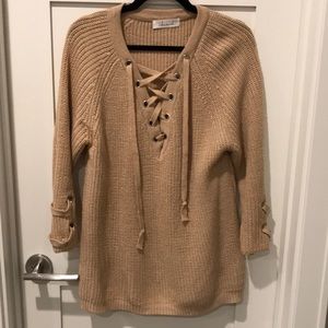 Oversized Lace Up Sweater